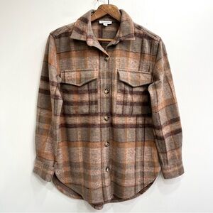 Beachlunchlounge neutral tan brown plaid shirt shacket woman’s size small